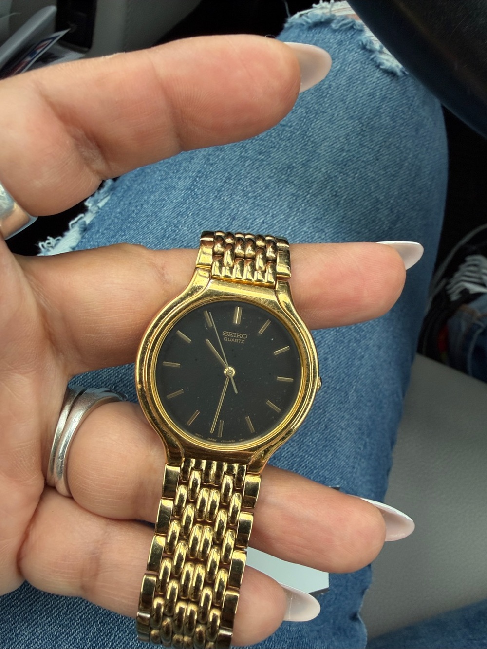 Seiko Gold and Black Womens Dress Watch